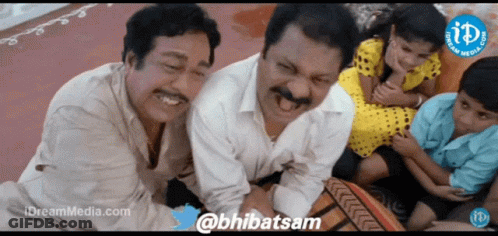 A Group Of Men Are Sitting On A Couch And Laughing With The Hashtag @Bhibatsam GIF