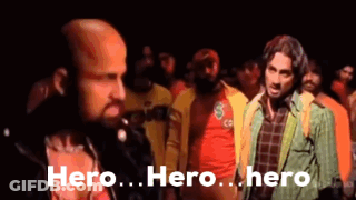 A Group Of Men Are Standing In A Line And One Of Them Is Talking To The Other . GIF