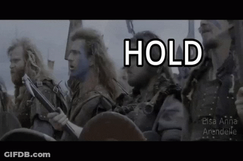 A Group Of Men Are Standing In A Line And The Word Hold Is Visible In The Foreground GIF