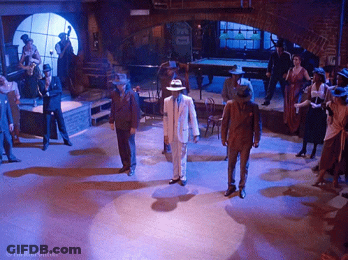 Men Dancing In Room With Pool Table And Thriller Glitter GIF
