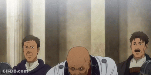 A Group Of Men Are Standing Next To Each Other And One Of Them Has A Bald Head And A Mustache GIF