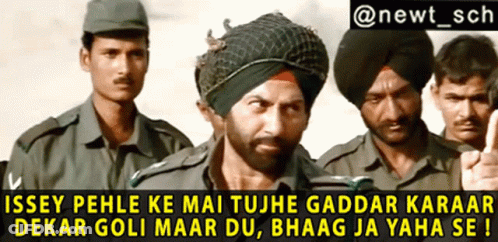 A Group Of Men In Military Uniforms With A Caption That Says " Issey Pehle Ke Mai Tujhegaddar Karaar GIF