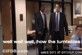 A Group Of Men In Suits And Ties Are Standing In An Office . GIF