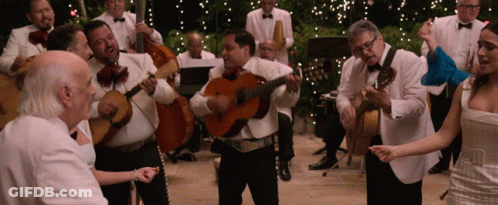 A Group Of Men In Tuxedos Are Playing Instruments GIF