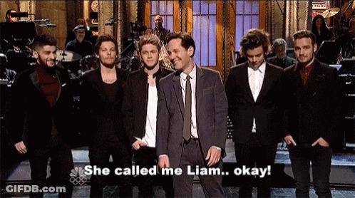 A Group Of Men Standing Next To Each Other With One Saying She Called Me Liam Okay .. GIF