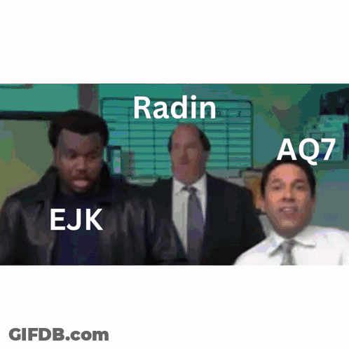 A Group Of Men Standing Next To Each Other With Radin Aq7 And Ejk On The Bottom GIF
