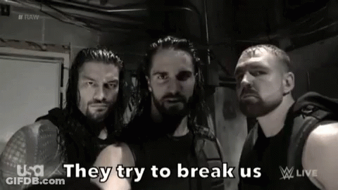 A Group Of Men Standing Next To Each Other With The Words They Try To Break Us On The Bottom . GIF
