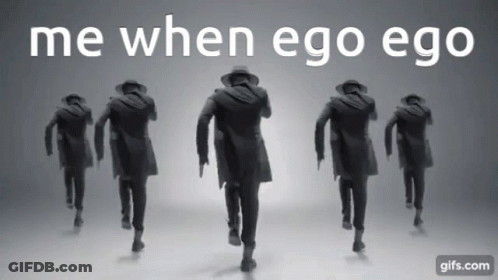A Group Of Men Walking In A Line With The Words Me When Ego Ego GIF