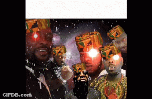A Group Of Men Wearing African Hats And Glasses GIF