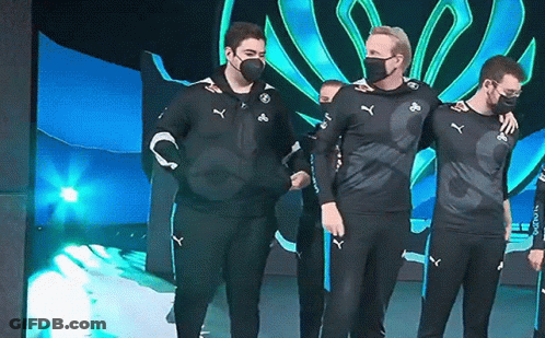 A Group Of Men Wearing Face Masks And Puma Shirts GIF