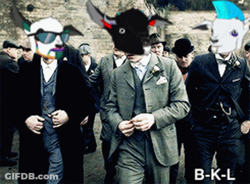 Men In Suits And Hats On B-K-L Poster GIF