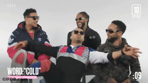 A Group Of Men Wearing Sunglasses And A Jacket With The Words Word Cold On The Bottom GIF