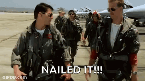 A Group Of Military Men Are Walking Down A Runway And One Of Them Is Saying `` Nailed It ! '' GIF