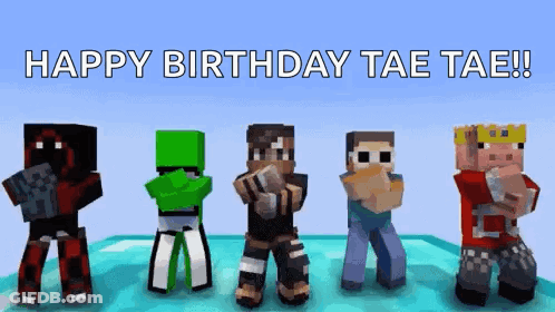 A Group Of Minecraft Characters Are Standing Next To Each Other And Dancing . GIF