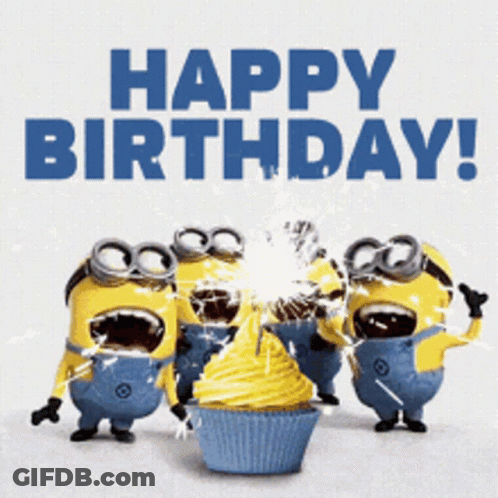 A Group Of Minions Are Celebrating A Birthday GIF