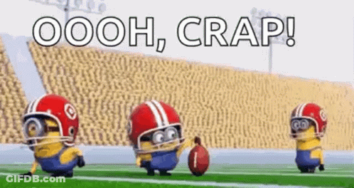 A Group Of Minions Are Playing Football On A Field With A Football . GIF