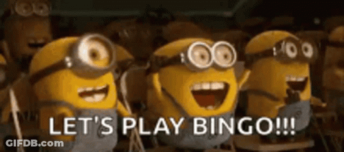 A Group Of Minions Are Sitting In A Classroom And Laughing While Playing Bingo . GIF