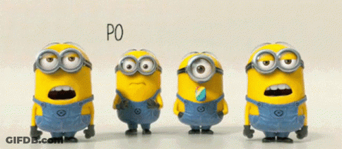 A Group Of Minions Are Standing Next To Each Other And The Word Potato Is On The Bottom GIF
