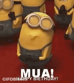 A Group Of Minions Are Standing Next To Each Other On A Red Carpet And One Of Them Is Wearing Goggles . GIF
