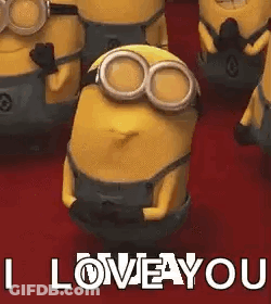 A Group Of Minions Are Standing Next To Each Other On A Red Carpet And One Of Them Is Wearing Goggles . GIF