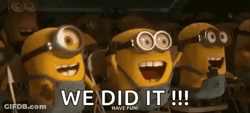 A Group Of Minions Are Standing Next To Each Other With Their Eyes Closed And Their Mouths Open . GIF