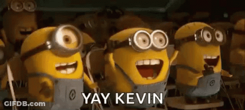 A Group Of Minions Standing Next To Each Other With Their Mouths Open . GIF