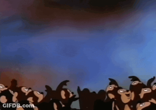 A Group Of Monkeys Are Looking Up At Something In The Sky GIF