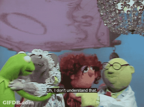 A Group Of Muppets Are Standing Next To Each Other With One Saying Uh I Don T Understand That GIF