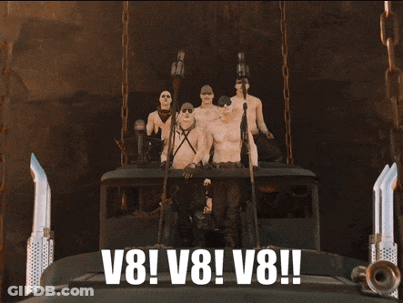 A Group Of Naked Men Holding Weapons With The Caption V8 V8 V8 GIF