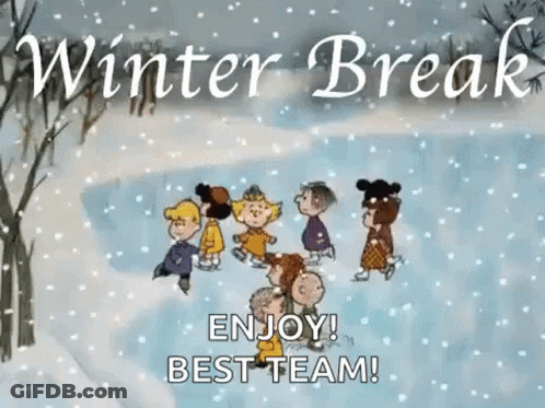 A Group Of Peanuts Characters Are Ice Skating On A Snowy Rink . GIF
