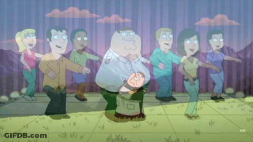 Dancing People Cartoon With Fox Logo GIF