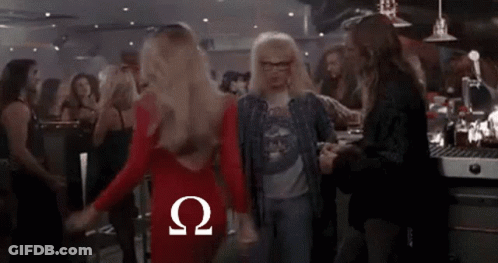 A Group Of People Are Dancing In A Club And The Word Schwing Is On The Screen GIF
