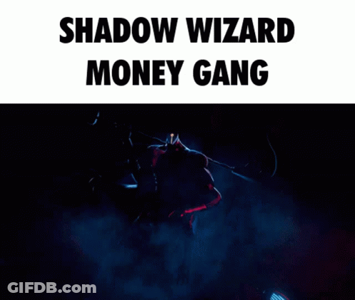 A Group Of People Are Dancing In A Dark Room With The Words Shadow Wizard Money Gang Written On The Bottom GIF