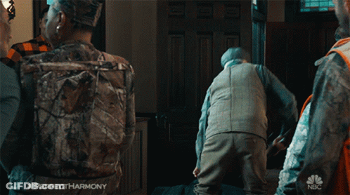 A Group Of People Are Dancing In A Room With The Nbc Logo On The Bottom GIF