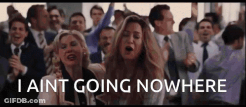 People Dancing With I Aint Going Nowhere Text GIF
