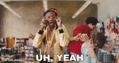 A Group Of People Are Dancing In A Room With Uh Yeah Written On The Bottom Right GIF