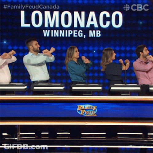 A Group Of People Are Dancing In Front Of A Sign That Says Lomonaco GIF