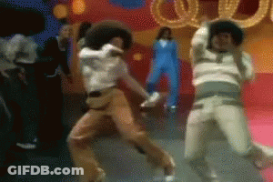 Group Dancing In Front Of O Sign GIF