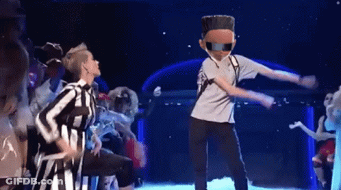 A Group Of People Are Dancing On A Stage With A Nbc Logo In The Background . GIF