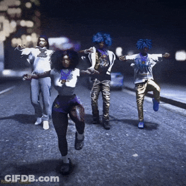 A Group Of People Are Dancing On A Street With A Watermark That Says Portal 2007 Concept GIF