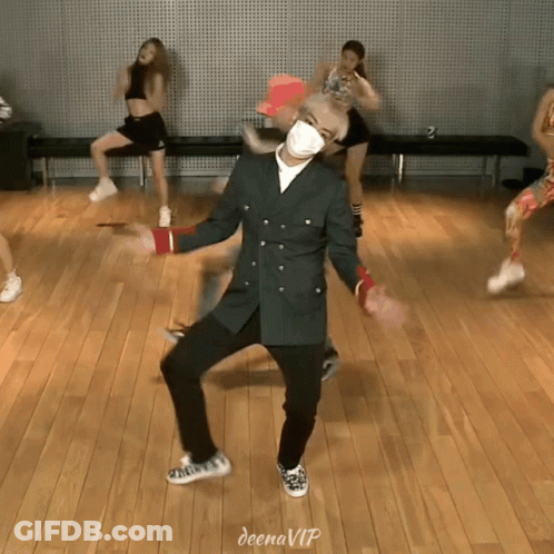 A Group Of People Are Dancing On A Wooden Floor And The Word Deena Vip Is On The Bottom GIF