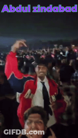 A Group Of People Are Dancing With The Words Abdul Zindabad Written Above Them GIF