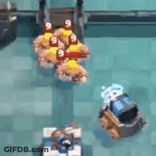 A Group Of People Are Playing A Game Of Clash Of Clans On A Checkered Floor . GIF
