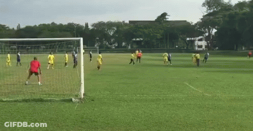 A Group Of People Are Playing Soccer In A Field GIF