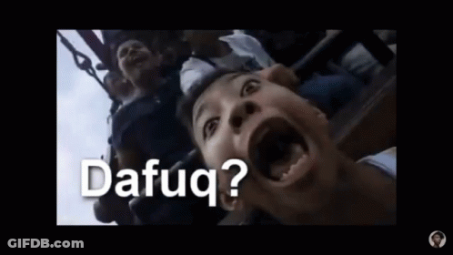 A Group Of People Are Riding A Roller Coaster And One Of Them Is Making A Funny Face While Screaming . GIF