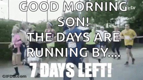 A Group Of People Are Running A Race And A Man Is Standing In Front Of Them . GIF