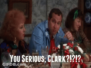 A Group Of People Are Sitting At A Table With A Caption That Says You Serious Clark ?? GIF