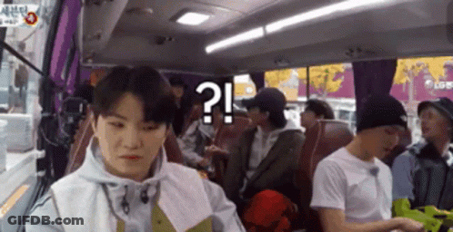 A Group Of People Are Sitting On A Bus And One Of Them Has A Question Mark On Their Face GIF