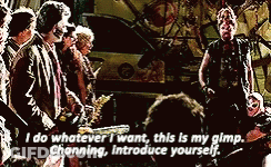 A Group Of People Are Standing Around A Man Who Says " I Do Whatever I Want " GIF