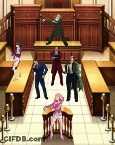 A Group Of People Are Standing In A Courtroom Including A Girl GIF